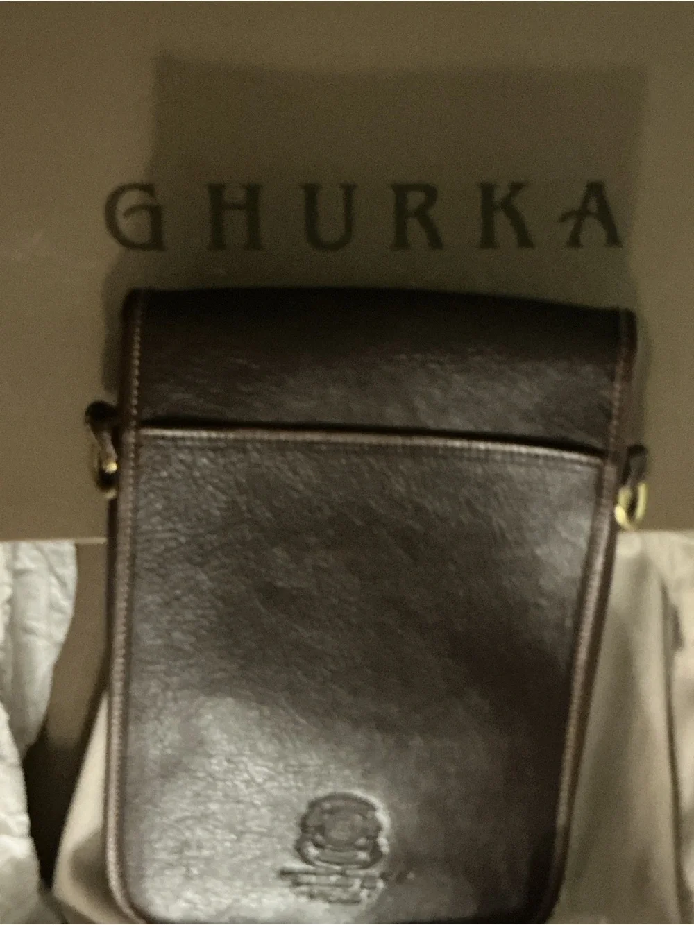 Ghurka Dark Brown Pebbled Leather  Bag